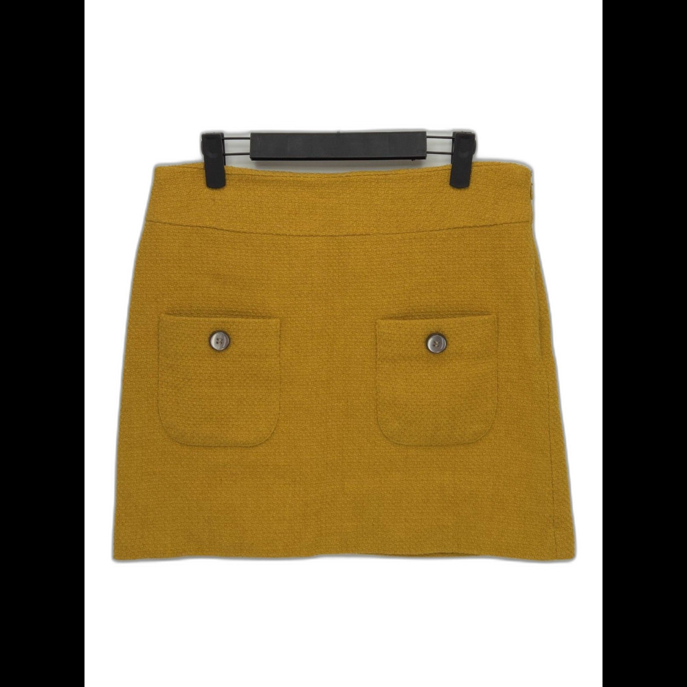 Vivienne Tam Womens Wool Blend Mini Skirt 2 Pockets Mustad Yellow Size 8 Y2K